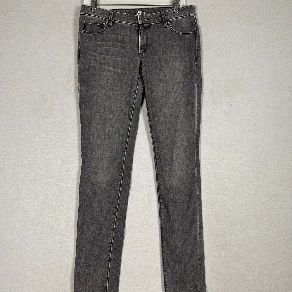 LOFT Jeans Womens 27-4 Modern Skinny Grey Stretch Ditressed Denim 5-Pocket EUC